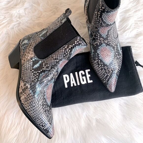 PAIGE Willa Chelsea style multicolor snake print leather bootie NWOT size 6.5 - Picture 1 of 9